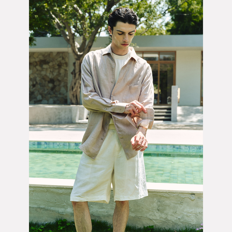 Manifold｜100% Linen Old Money Style Simple Loose Casual Vacation Style Cool Breathable Shorts