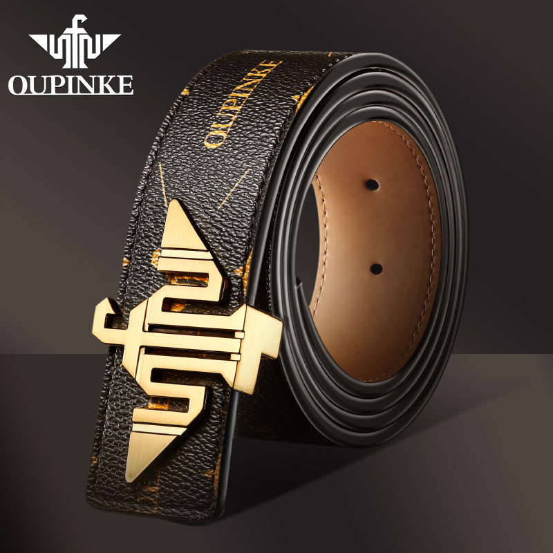 Genuine Leather Men's Belt Casual Smooth Buckle Leather Belt Youth Pants and Belts Top Ten Brand Gift Packs