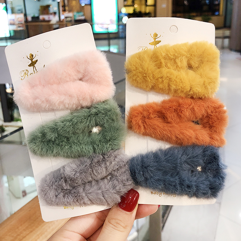 Girl Hair Clip South Korea Cartoon Cute plush side clip Clip Hair Girl Clip CLIP HEAD ACCESSORIES FOR INFANT WINTER HAIR CLIP