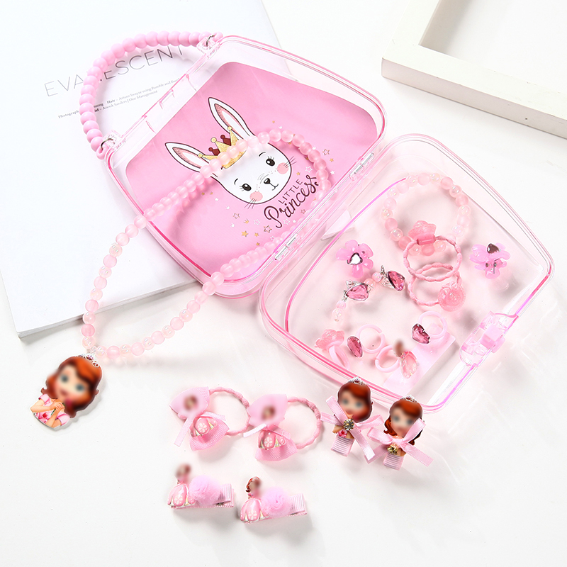 Senmi Rabbit Child Ornament Suit Necklace Bracelet Ring Princess Accessories Accessories Baby Cute Hair Rope Girl Hairpin Small Hairpin-Taobao