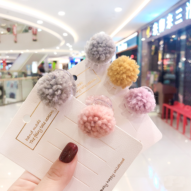 Senmi Rabbit Children Hair Clip Girl Cartoon Winter Style Plush not Hurt Hair and Grip Sensue Mesh Red Cute Little Card