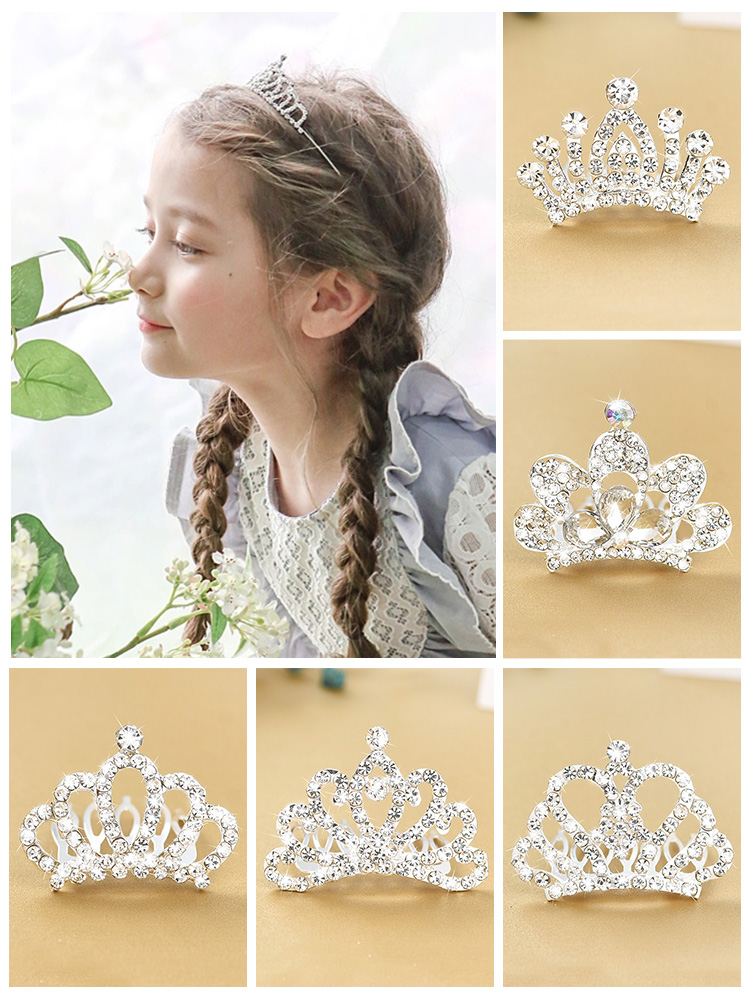 Princess Crown hair band Girls hair clip Hair clip Girls birthday clip headdress New Year crown Children's hair ornaments hair clip