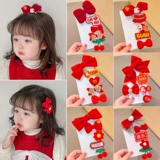 Детская заколка для волос с бантиком, красный аксессуар для волос, китайский стиль