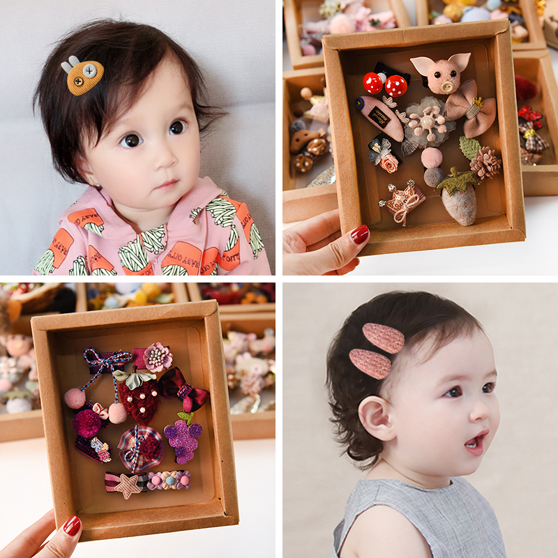 Senmi Rabbit children's hair accessories cartoon plush fabric clip hair headdress gift box girl cute duckbill hairpin gift