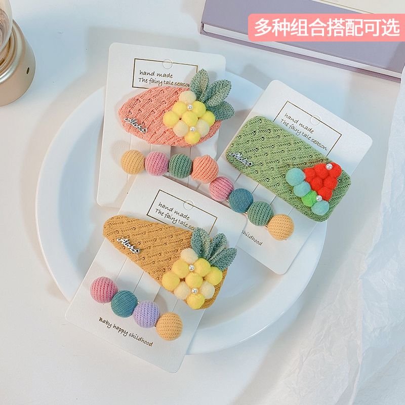 Children's small round balls hairpin clips Students Spelling Super Fairy Hair Accessories Hairpin South Korea Nets Red Headwear Clips Streaming Sea Hairclip Women