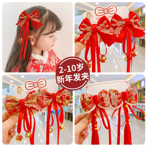 Детский аксессуар для волос, детская заколка для волос, парик с бантиком с кисточками, китайский стиль