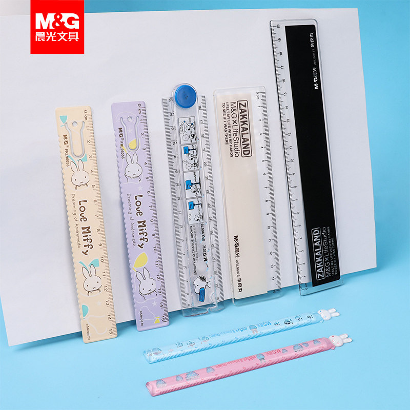 Morning light ruler 15cm Students use wave ruler exam coated caliper 20cm Cute cartoon transparent scale Miffy multi-functional 30CM folding ruler Drawing drawing scribing measuring ruler