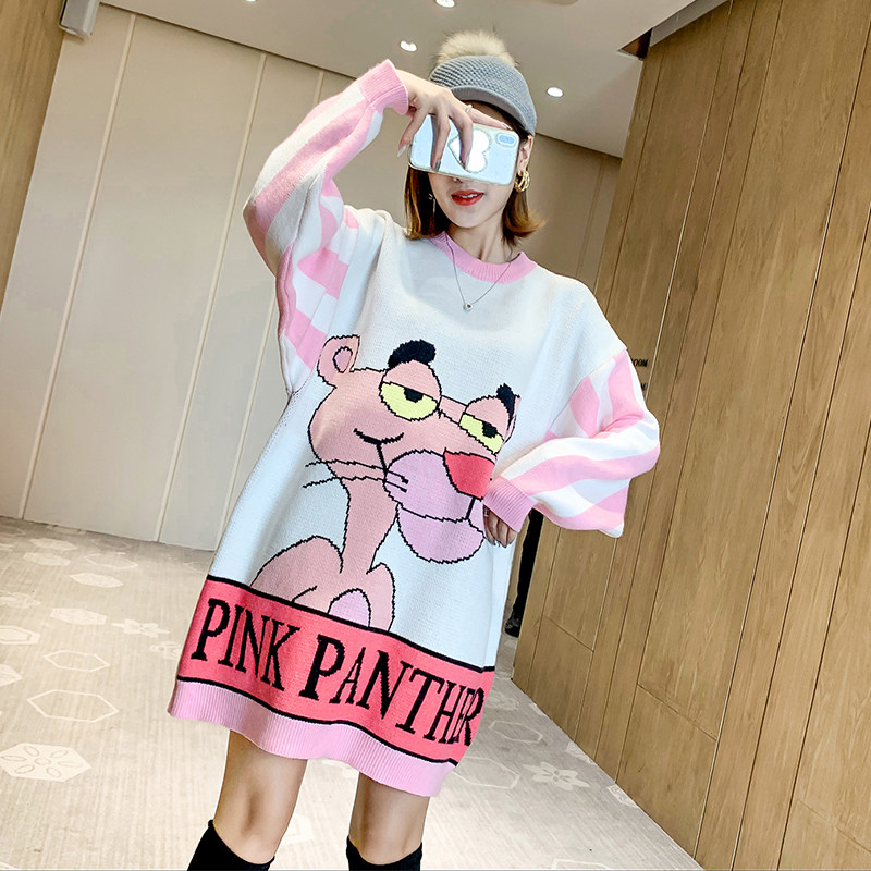Autumn Winter New Fashion Nets Red Foreign Pie Pregnant Women Sweater Cartoon Cute Tang Old Duck Loose Cover Knitted Jacket