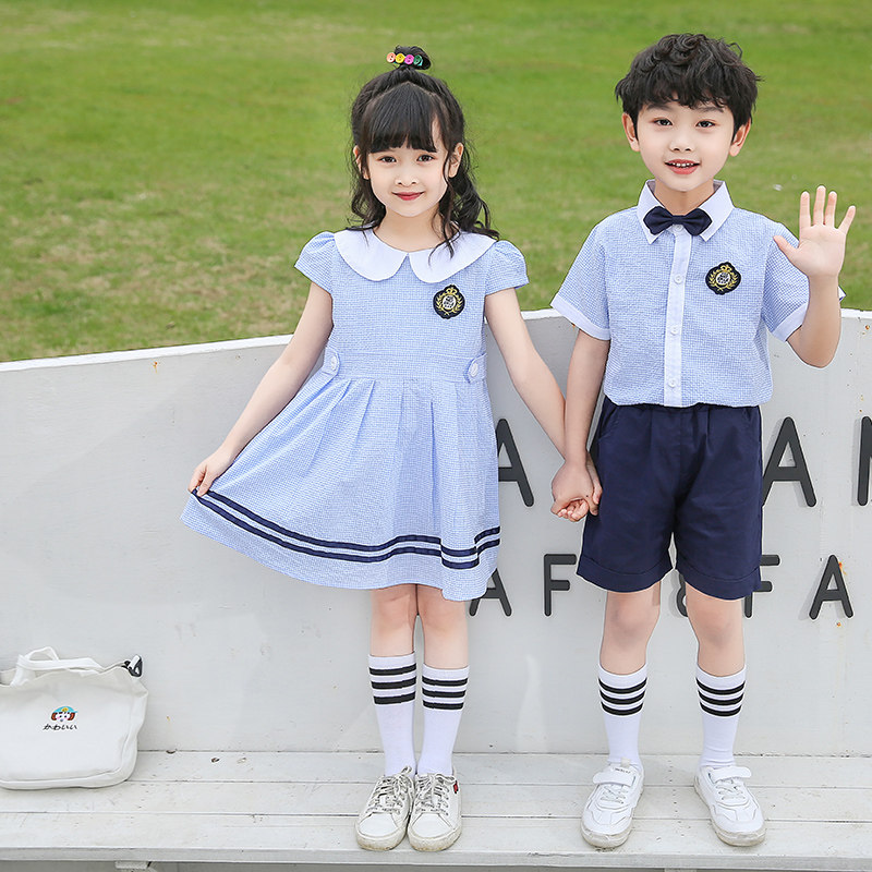 Primary school Children's class clothes Summer pure cotton short sleeves Children's school uniform Suit Kindergarten Garden Suit Choral Suit Graduation Photo