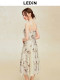 Le Ding Lian Lian Die Shadow suspender ຍາວ skirt summer ການປັບປຸງໃຫມ່ແບບຈີນ splicing skirt Die Lianhua dress