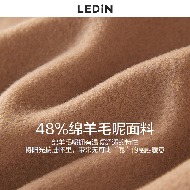 Leding Horn Button Long Coat Casual Autumn and Winter New Women's College Style Daily Camel Pink Woolen Jacket