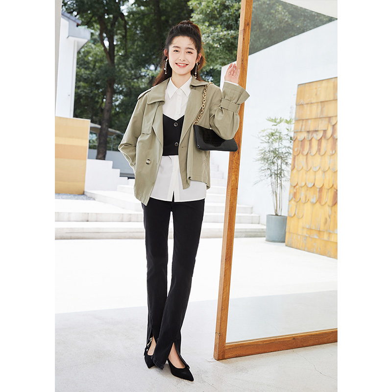 红袖 女式工装短款薄外套 双重优惠折后¥174包邮 2色可选