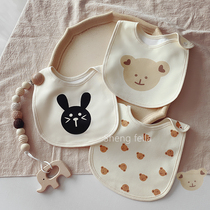 ins Korean panda bib baby pure cotton cartoon bear head waterproof food supplement bib newborn spitting milk towel