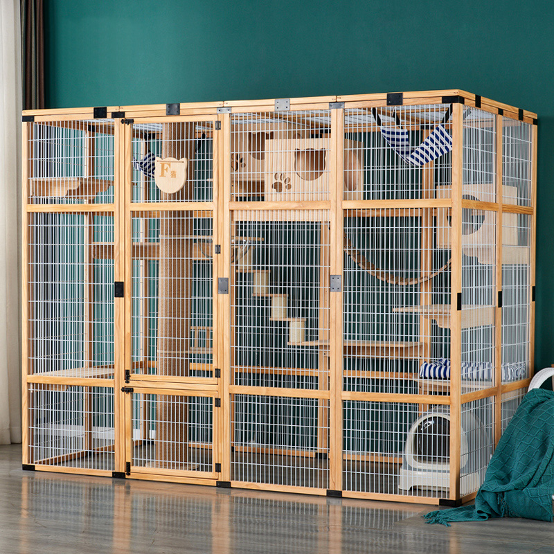 Cat Villa Cat Cage Large Size Giant Cat Cage Solid Wood Mass Cat Villa Large Luxury Home Oversized Free Space Cat House