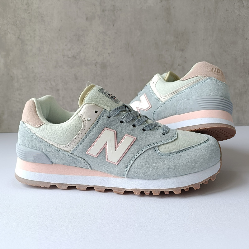 Authentic New Balance 574Ins Super Popular Versatile Matcha Blue Women's Shoes Student Bf Youthful Trendy Retro Sneakers Men