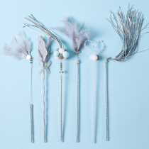 Fairy cat stick feather long rod steel wire rabbit hair cat toy sound paper tassel Bell cat supplies bite resistant