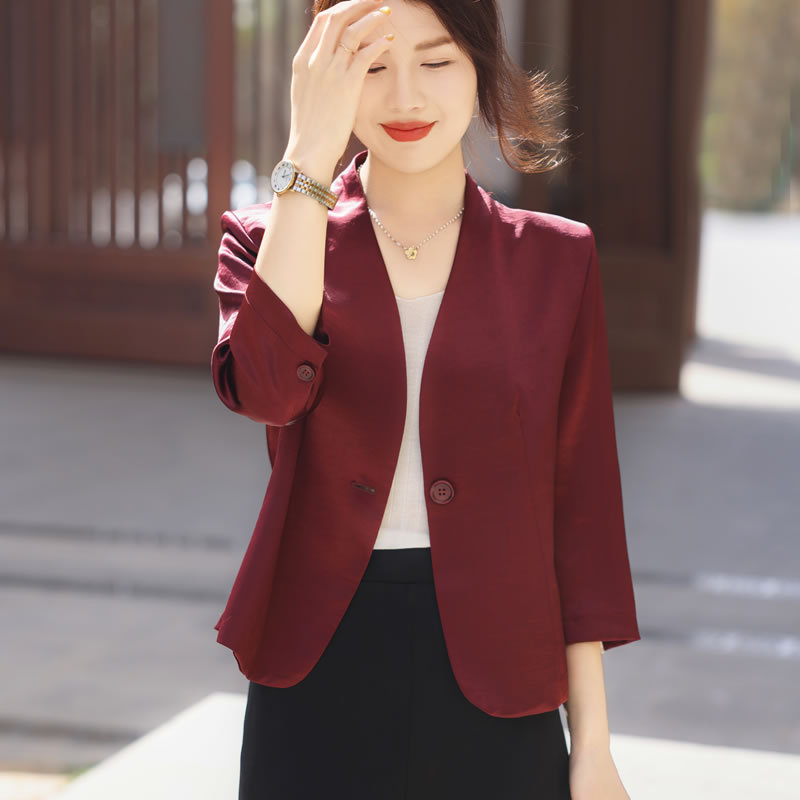 Thin, Slim-Fitting Red Suit, Casual Suit, Sun-Protective, Elegant Jacket for Mother-In-Law, Wedding Banquet, Age-Reducing Small Suit