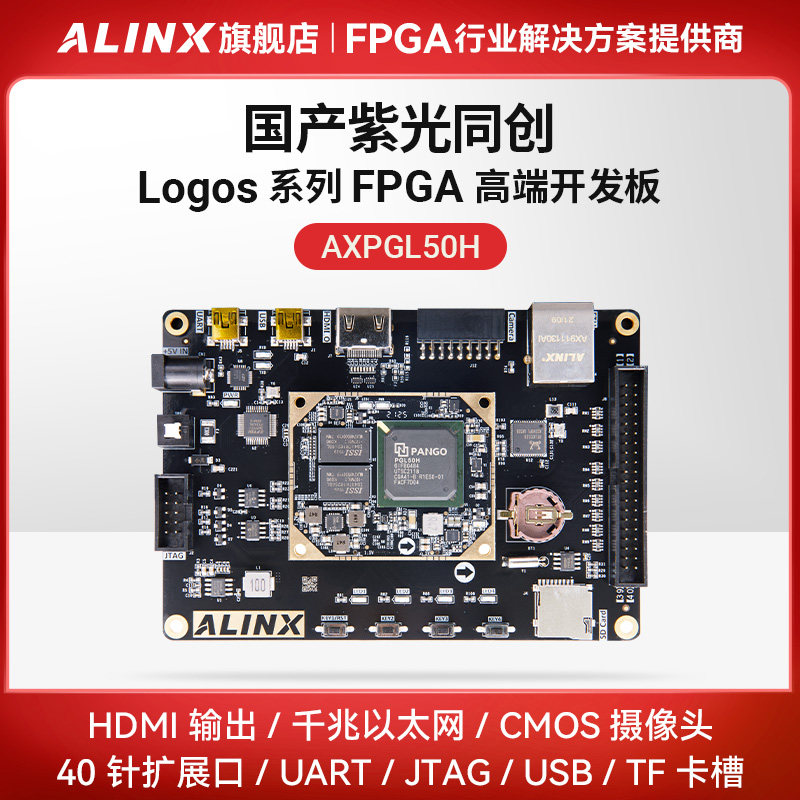 黑金ALINX 国产FPGA开发板 紫光同创 Logos PGL50H视频HDMI以太网