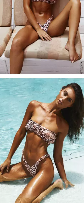 Chan đôi mới rắn màu bikini gấp áo tắm nữ ống trên xẻ tà đồ bơi sexy bãi biển Âu Mỹ bikini - Bộ đồ bơi hai mảnh