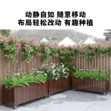 Наружный антисептический деревянный передвижной ящик для цветов во дворе, на балконе, ящик для овощей, карбонизированный цветочный горшок со шкивом, прямоугольный большой