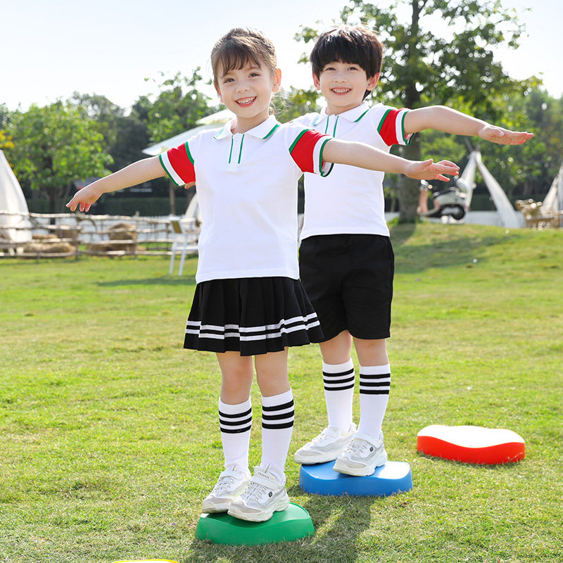 Junior high school students school uniform suit primary school students first grade boys and girls summer short-sleeved class clothes kindergarten garden clothes summer