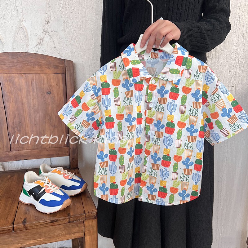 Children's Short-Sleeved Shirt 2026 Summer New Style Boys' Cute Cactus Short-Sleeved Shirt Fashionable Kidsren's T-Shirt Children's Short-Sleeved Shirt 2026 Summer New Style Boys' Cute Cactus Short-Sleeved Shirt Fashionable Kidsren's T-Shirt
