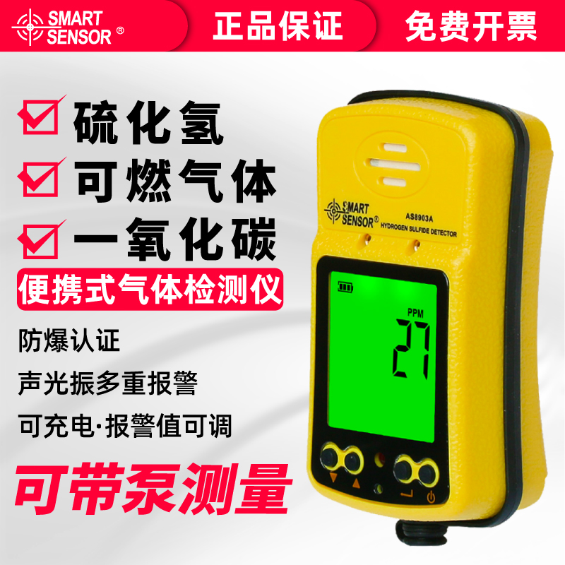 Hydrogen sulfide gas detector Carbon monoxide combustible gas Industrial portable alarm Concentration measuring instrument