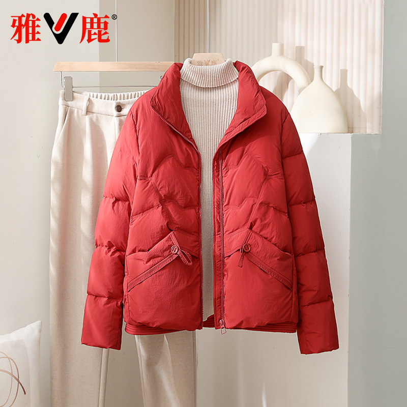 Yalu 2025 New Lightweight down Jacket for Women, Spring and Autumn, Warm, Loose-Fitting, Versatile, Red Festive Women's down Coat