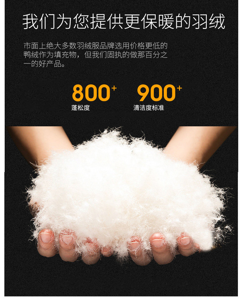 雅鹿 男士加厚中长款 连帽羽绒服 90%白鸭绒 图6