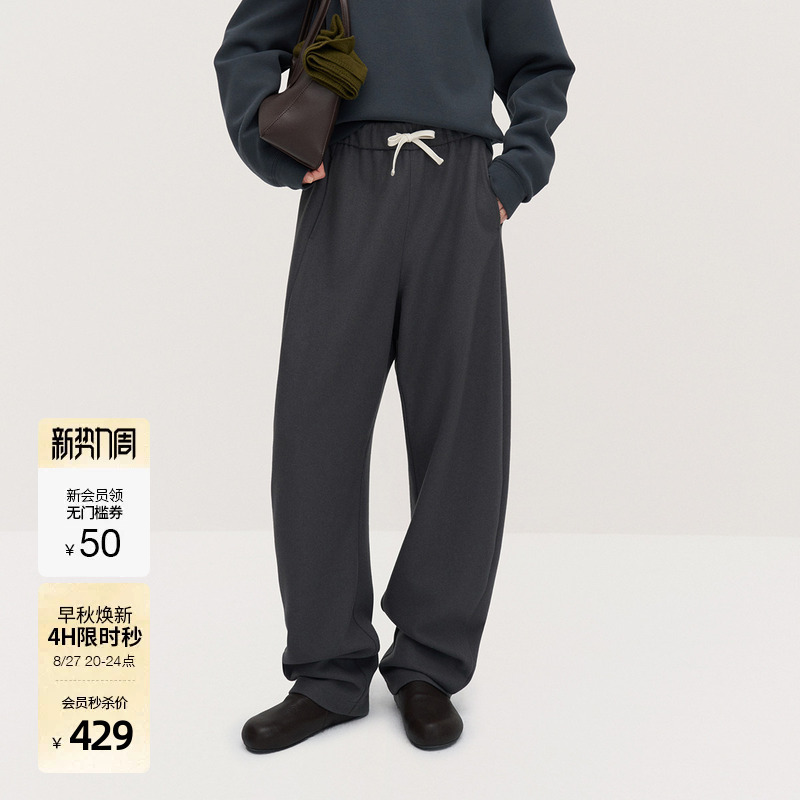 Ochirly Wool-Blend Knit Knife-Cut Pants Women's Sweatpants Loose Casual Autumn and Winter