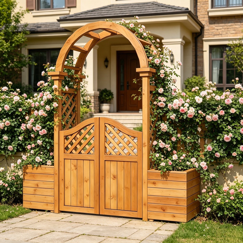 Outdoor Anti-Corrosion Wood Garden Arch, Flower Stand, Climbing Plant Trellis, Courtyard Entrance Porch Frame, Grape Trellis, Solid Wood Arched Door Frame Outdoor Anti-Corrosion Wood Garden Arch, Flower Stand, Climbing Plant Trellis, Courtyard Entrance Porch Frame, Grape Trellis, Solid Wood Arched Door Frame