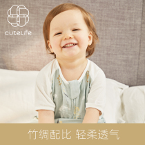 cutelife baby silk sleeping bag gauze short sleeve summer thin sleeping bag baby pajamas Childrens anti-kick quilt