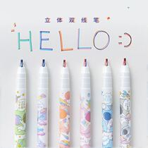Cartoon Astronaut Stereo Two-Line Pen Color Two-Color Neutral Pen Key Markup Double-headed Cutty Cartoon Markup