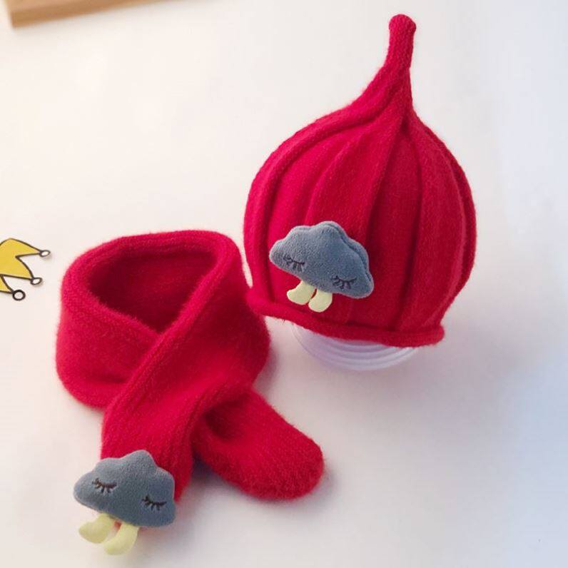 Baby hat autumn and winter baby woolen hat boys and girls cute super cute scarf one warm children's plush hat