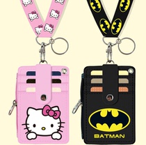 Hanging neck card bag student campus card package bus card set subway forbidden card lanyard soft transparent multi card position school card set