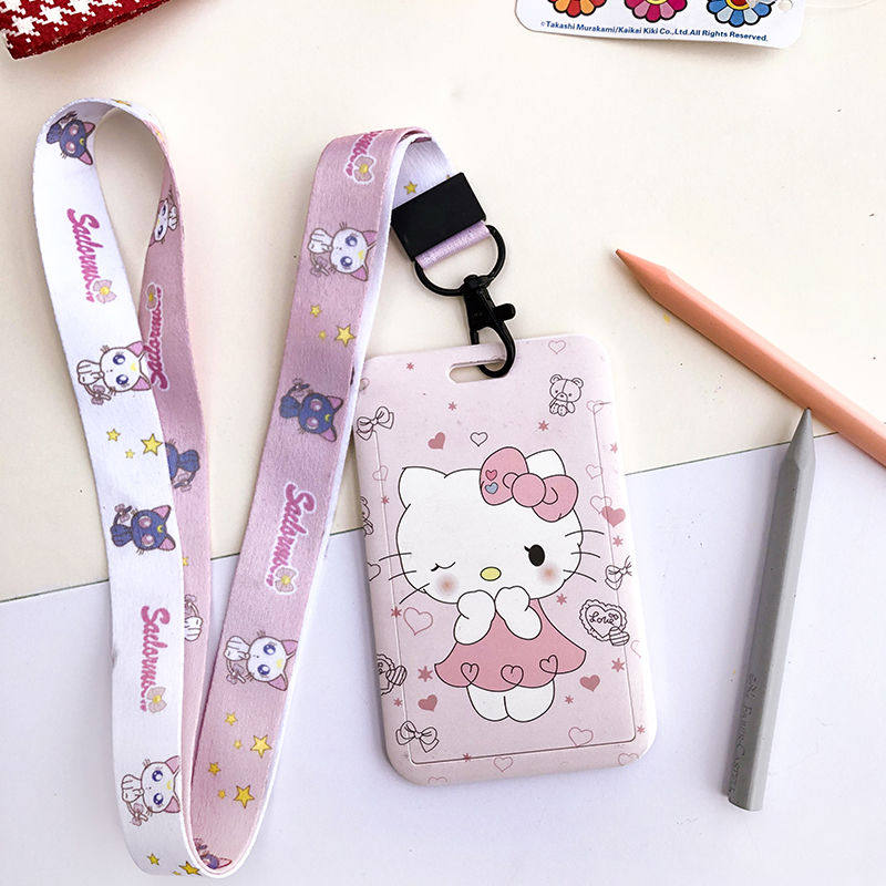 Student school card Card Sleeve Hanging neck woman bus cutting sleeve protective sheath Student Meal Cutting Sleeve Cartoon work card Cutting Rope