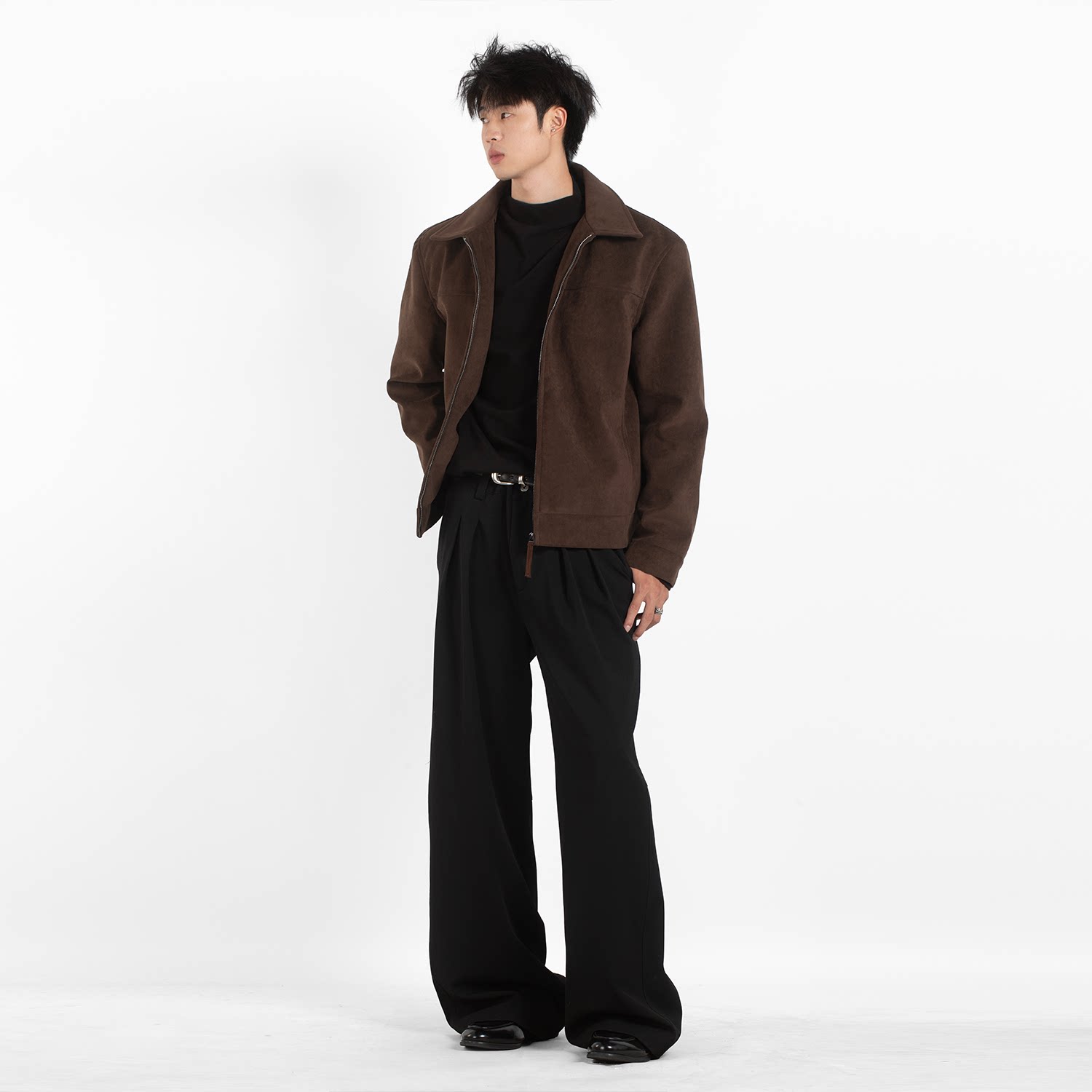 GANGURRU美式仿麂皮夹克磨砂高级感男士上衣户外翻领复古秋冬外套 4