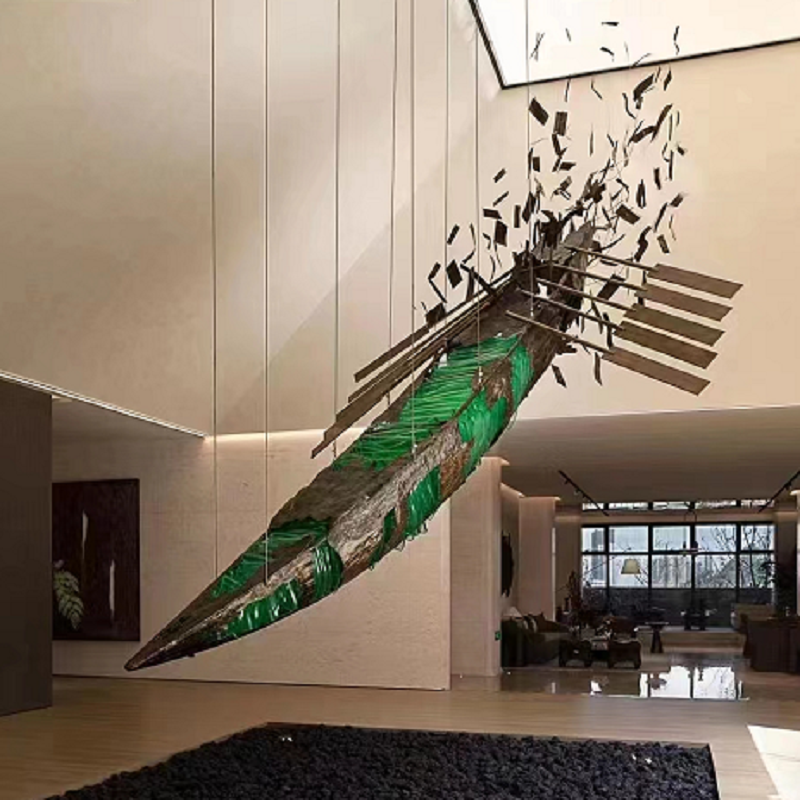 Transparent Resin Boat Sculpture Custom Hotel Lobby Decoration Small Sales Building Center Large Floor Attractions Pendulum-Taobao