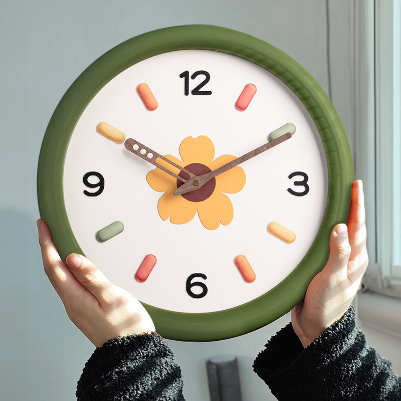 Cream Wind Mesh Red Hanging Bell Household Living Room Hanging Wall Watch Hanging Watch Modern Minima New 2023 Free Punch Clock-Taobao