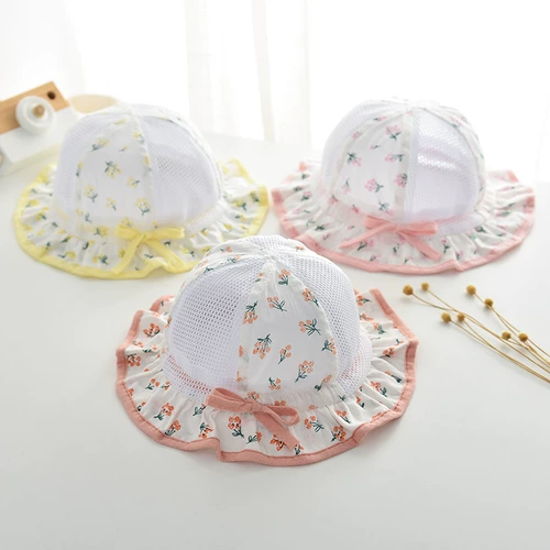Детская летняя тонкая шапка, милая регулируемая солнцезащитная шляпа для раннего возраста для девочек для принцессы