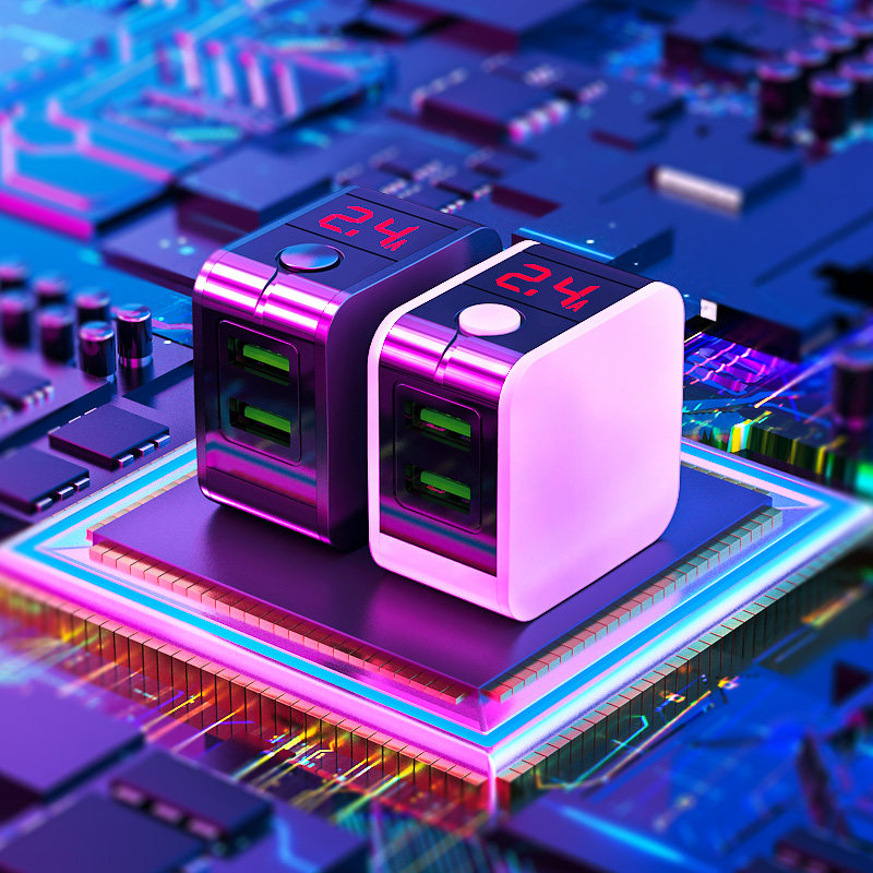 Smartphone Charger, Fast Charging Plug, Automatic Power-Off, Multi-Port, Dual Usb, Anti-Overcharge, Suitable for Apple, Oppo, Vivo, Huawei, Android, Multi-Head Universal