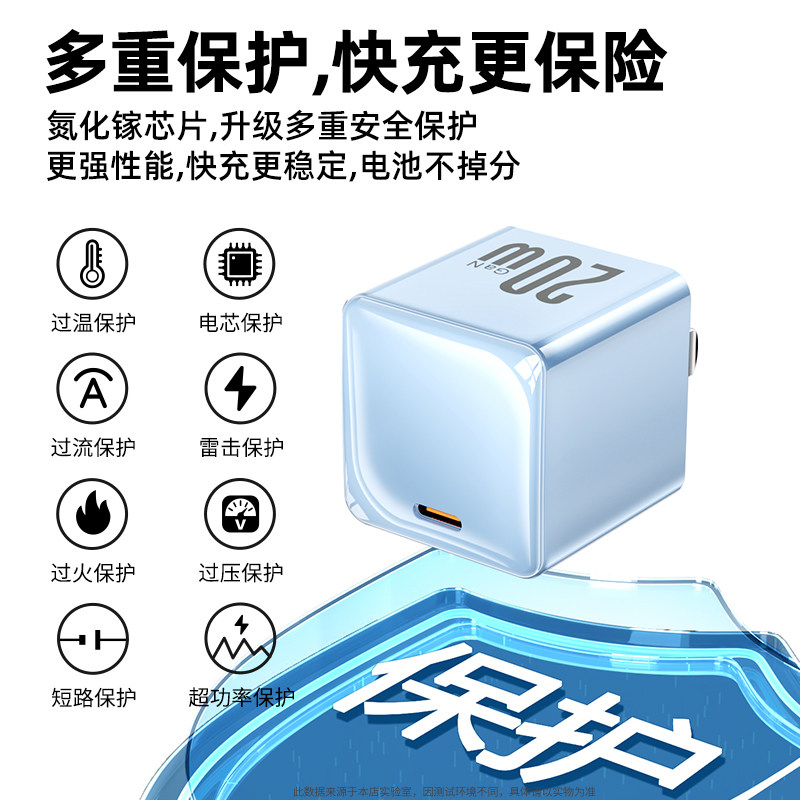 Suitable for iPhone 16 Apple Pd20W Fast Charging Mobile Phone Charger Head, Oneplus Huawei Charging Cable, Android Type-C Interface, Dormitory Plug, Data Cable Set, Gallium Nitride Single-Port Charging Universal