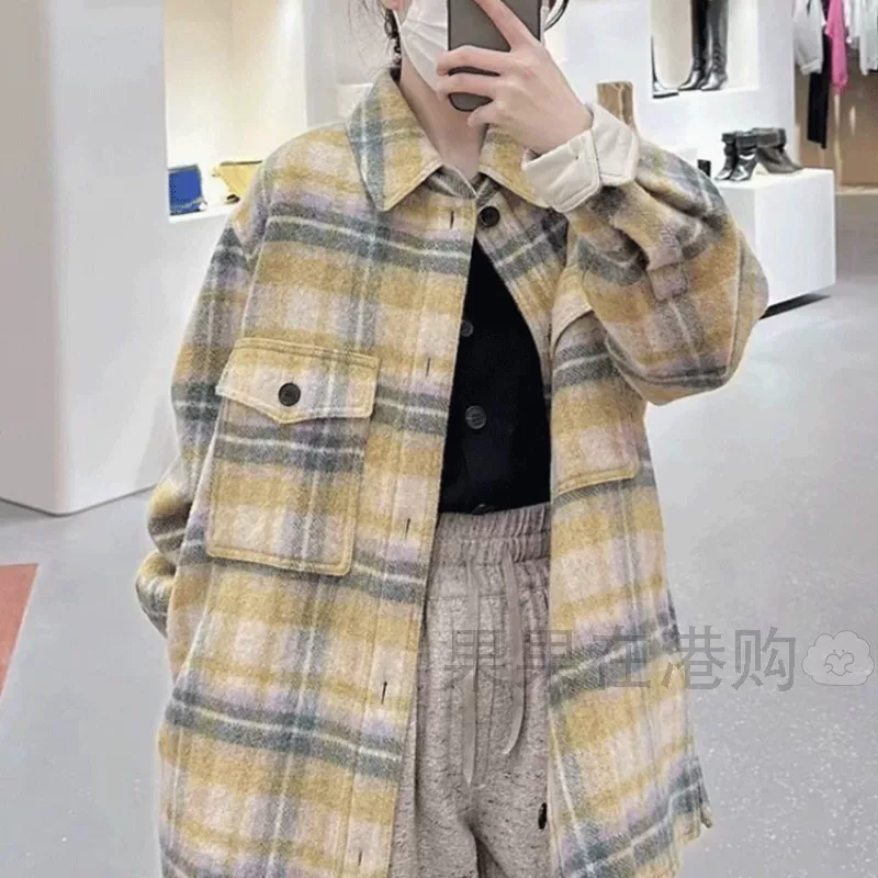 Часть узора Isabel Marant Etoile цвета - цветной повседневный клетчатый свитер свободная клетчатая длинная куртка