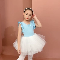 Голубое боди с летящими рукавами + белая газовая юбка