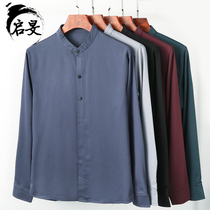 New shirt mens cuff retro-day Japanese leads casual and leisure tops middle-aged mens Chinese style shirt