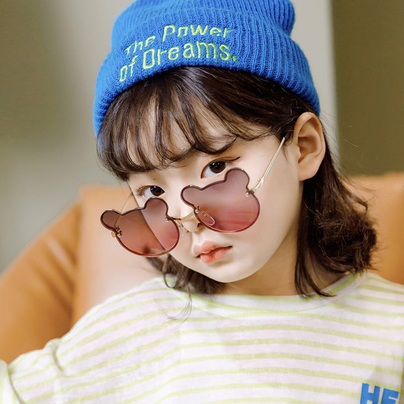 New Children Sunglasses Girl Resistant UV Cartoon Little Bear Sunglasses Kid Boy Baby Sunscreen Tide