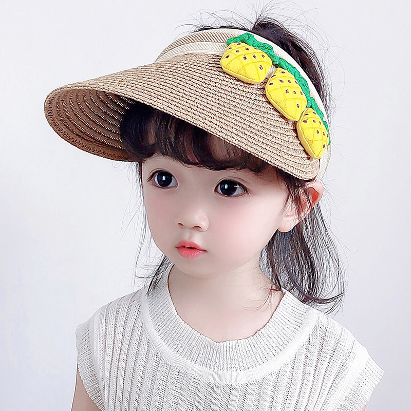 Children's empty top straw hat Summer duck tongue hat boy girl girl hat baby sunscreen sunhat big hat visor sunhat