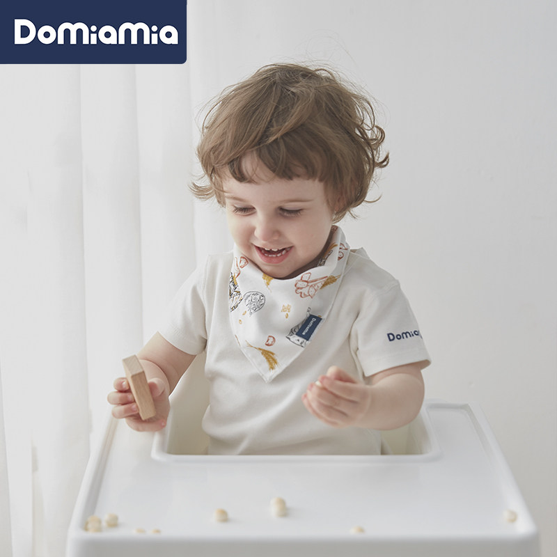 Domiamia Baby Saliva Towel Gauze Triangle Scarf Newborn Bib Feeding Scarf 2 Packs