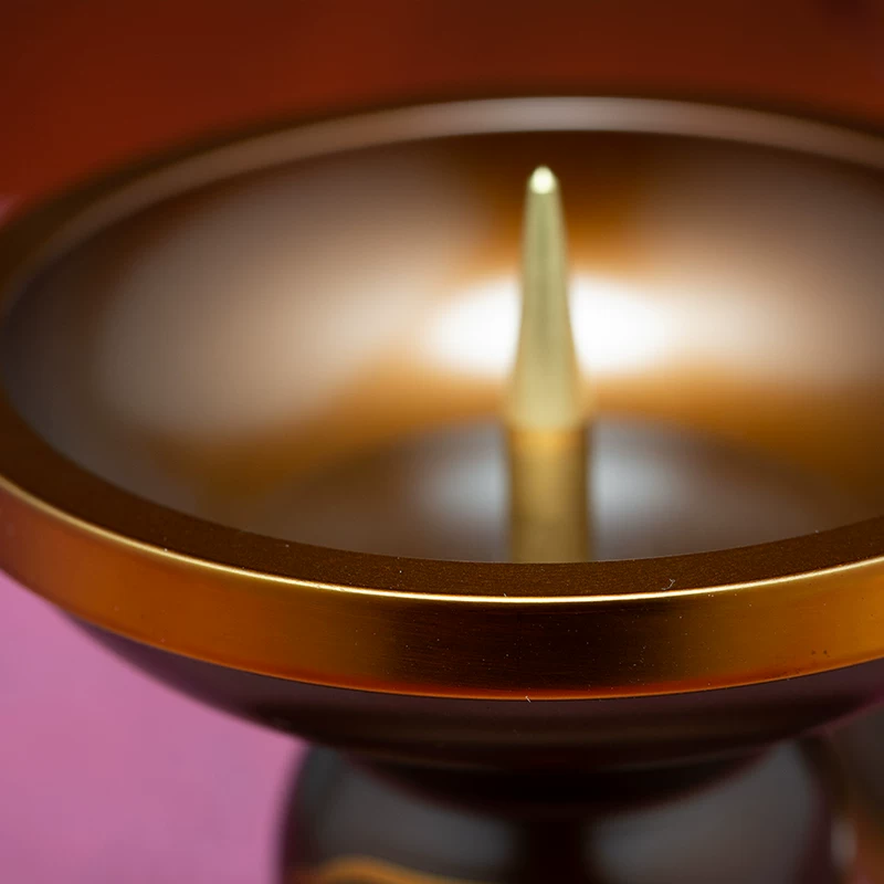 紫运阁 Brass candlestick home indoor Taiwan Youjin solid Buddha candle small candlestick butter candle incense candlestick