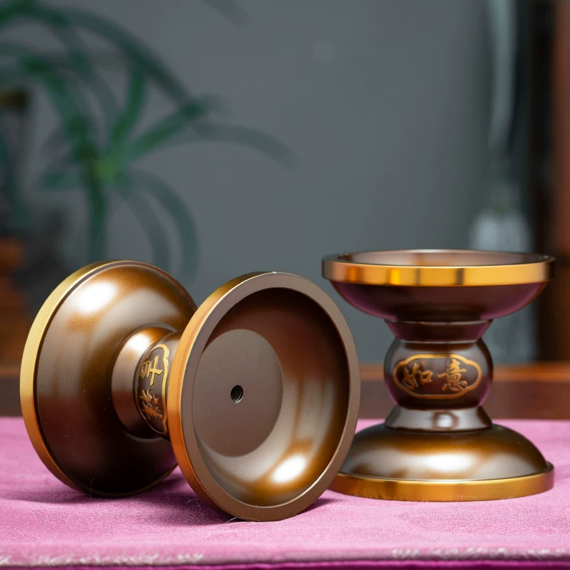 紫运阁 Brass candlestick home indoor Taiwan Youjin solid Buddha candle small candlestick butter candle incense candlestick